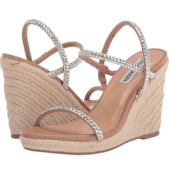 Steve Madden Silver Wedge Sandals for Women, size 9.5 BEAUTIFUL!!! - Picture 1 of 14